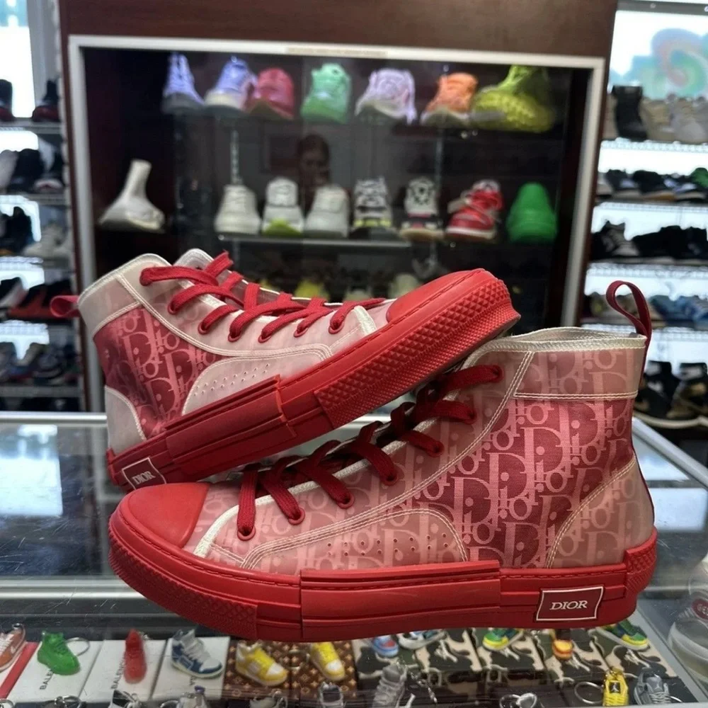 Dior B23 size 12 men’s Red High-Top Sneakers - Picture 1 of 6
